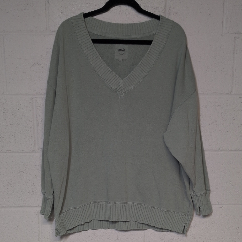 Aerie’s Down-To-Earth V-Neck Sweatshirt, Oversized, Size Large - Picture 2 of 6